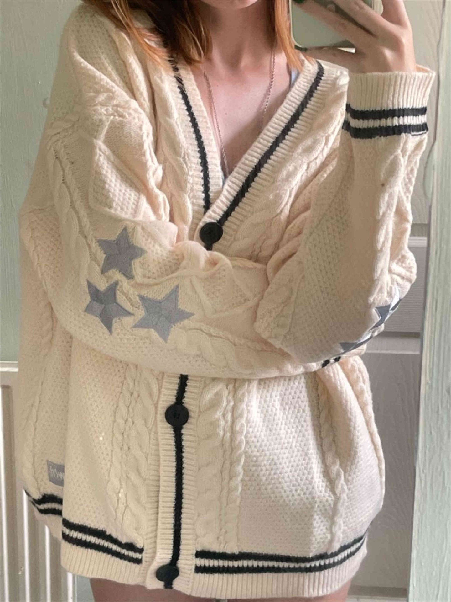 Solid Color Long Sleeve Cardigan Woman