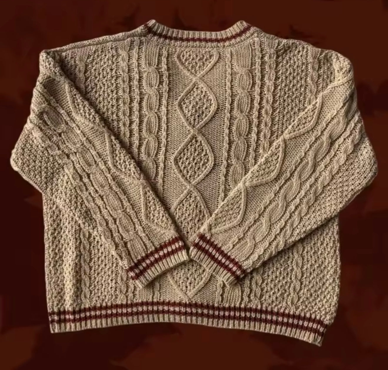 Red Maple Leaf Brown Cardigan