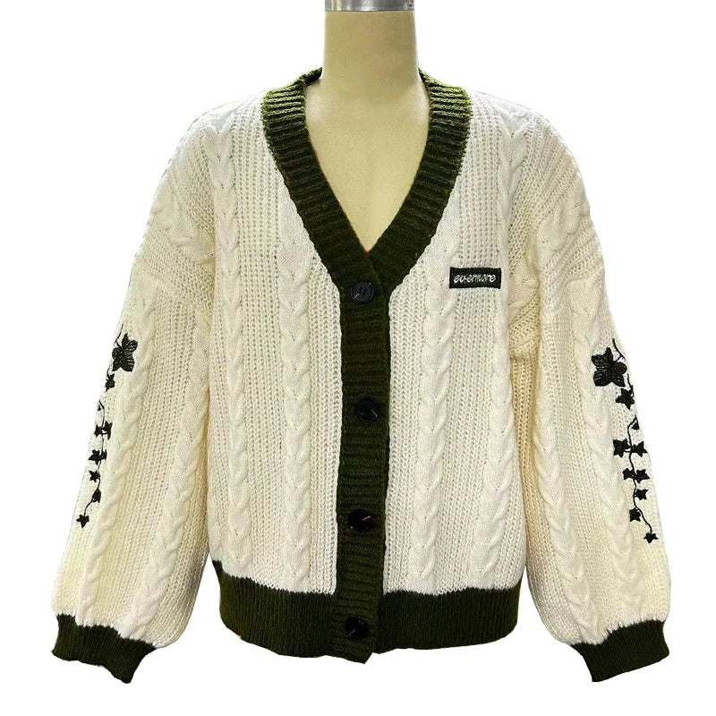 Elegant Cable Embroidered Sweater