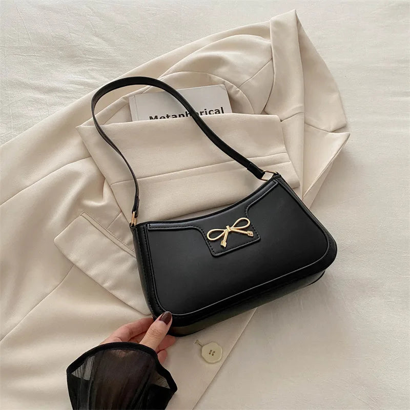 Classic Metal Bow Shoulder Bag