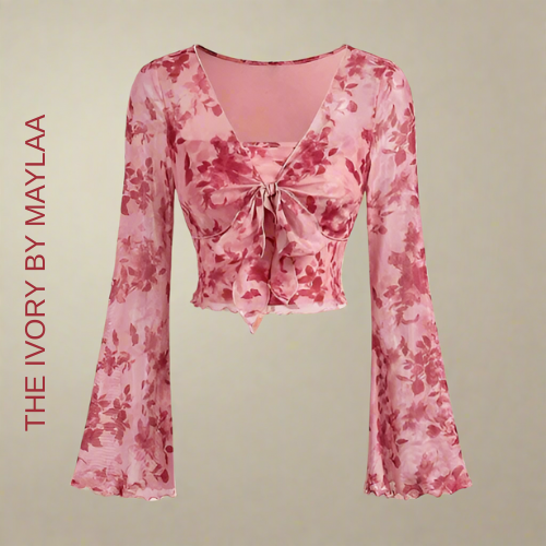 Floral Printed Sweet V-Neck T-shirts