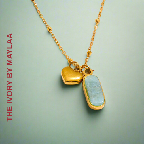 Natural Amazonite Stone Heart Drop Necklace