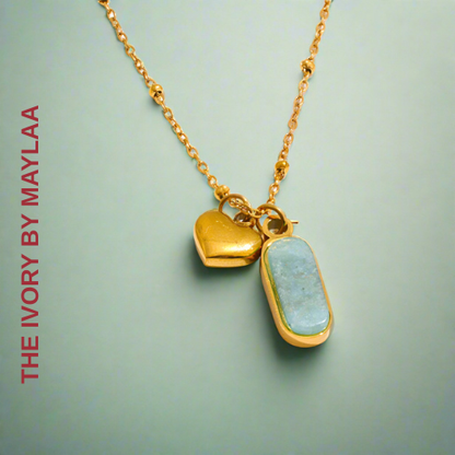 Natural Amazonite Stone Heart Drop Necklace