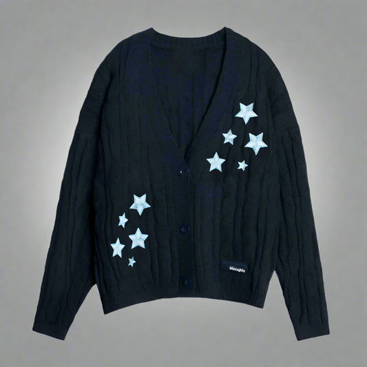 Midnight Starry Embroidered Cardigan