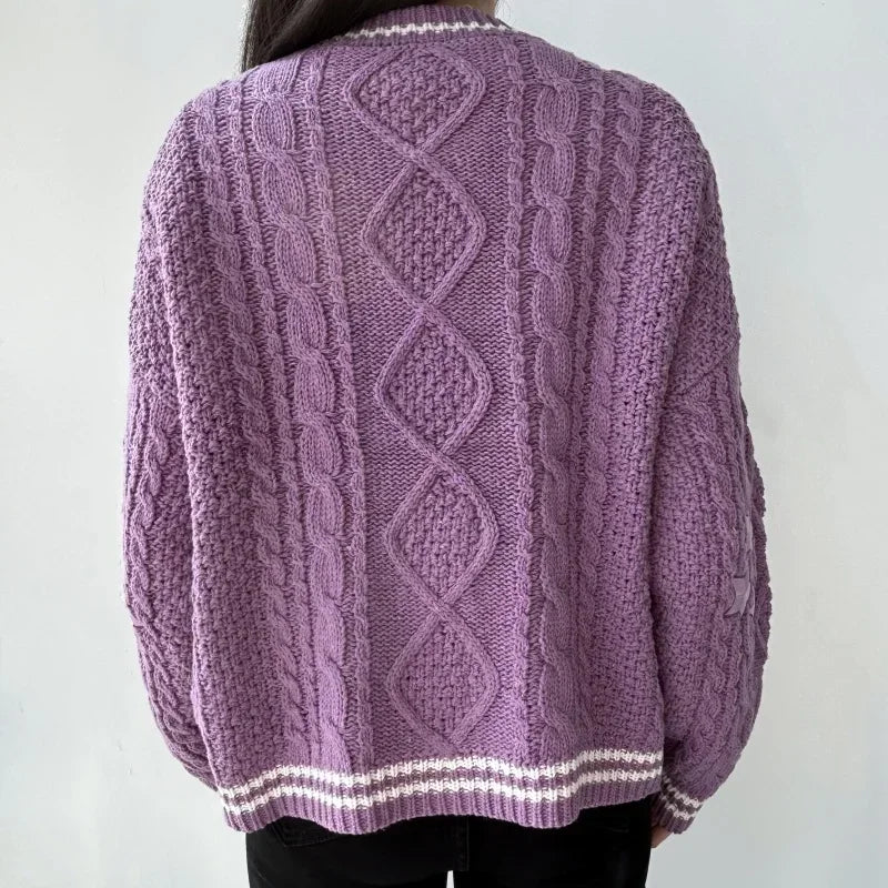 Purple Star Embroidered Sweater