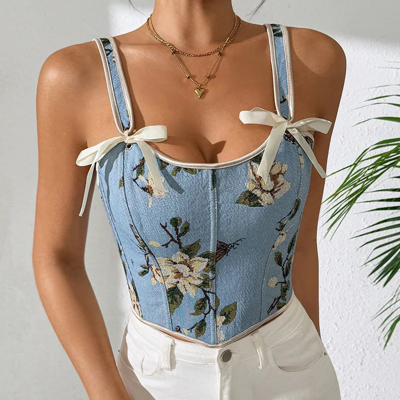 Floral Retro Strap Bra
