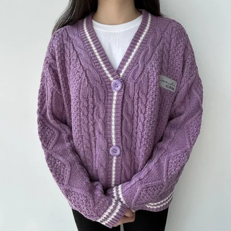 Purple Star Embroidered Sweater