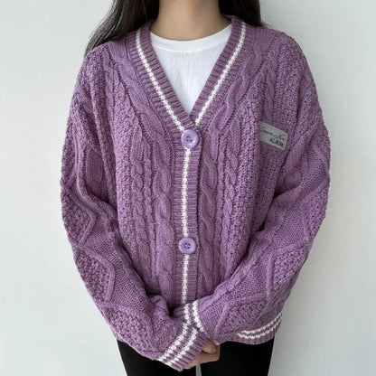 Purple Star Embroidered Sweater