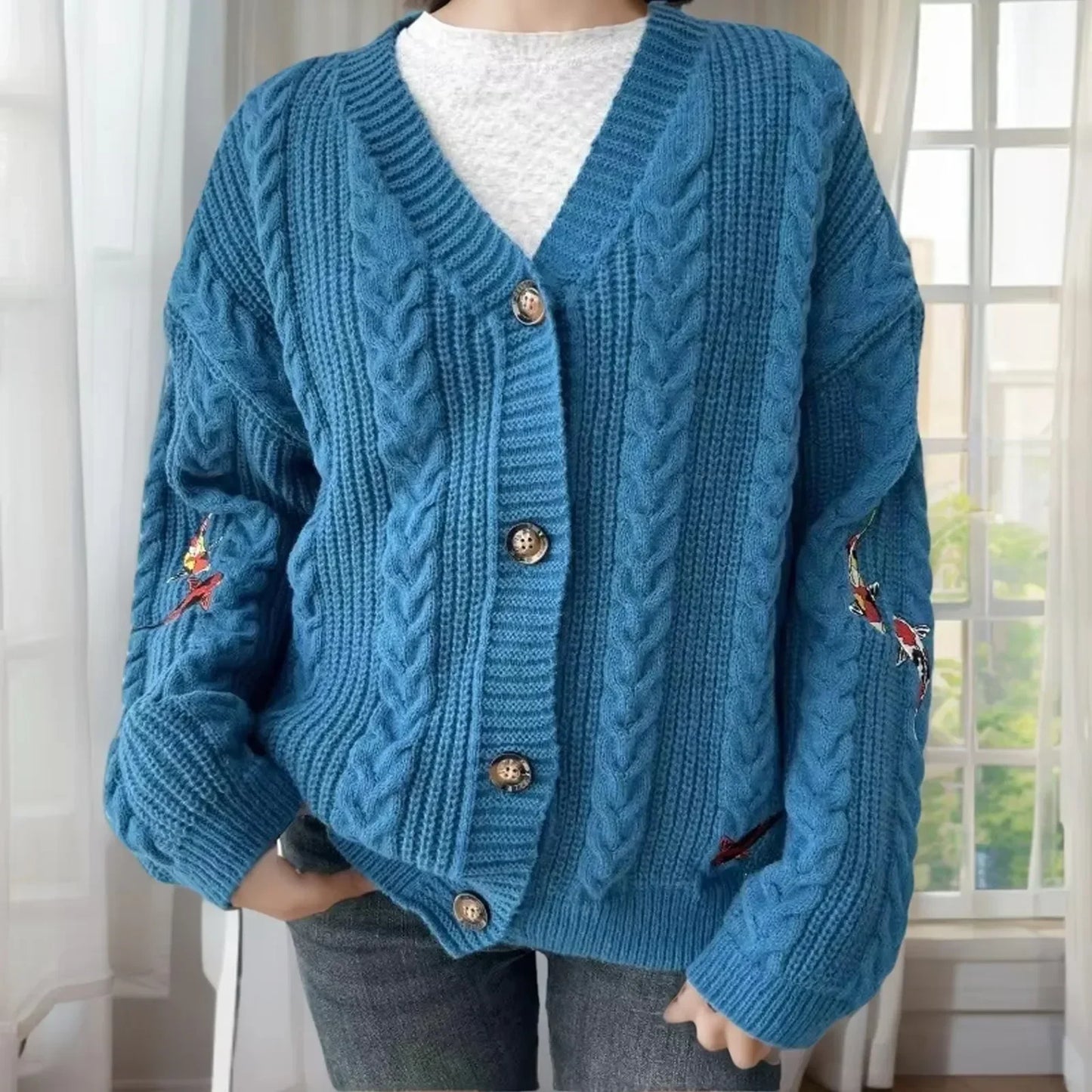 Retro Bloom Woven Cardigan