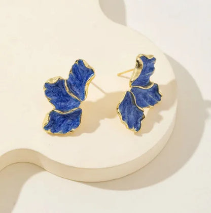 Enamel Flower Stud Earrings for Women