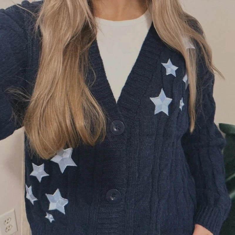 Winter Midnight Navy Blue Knitted Cardigans