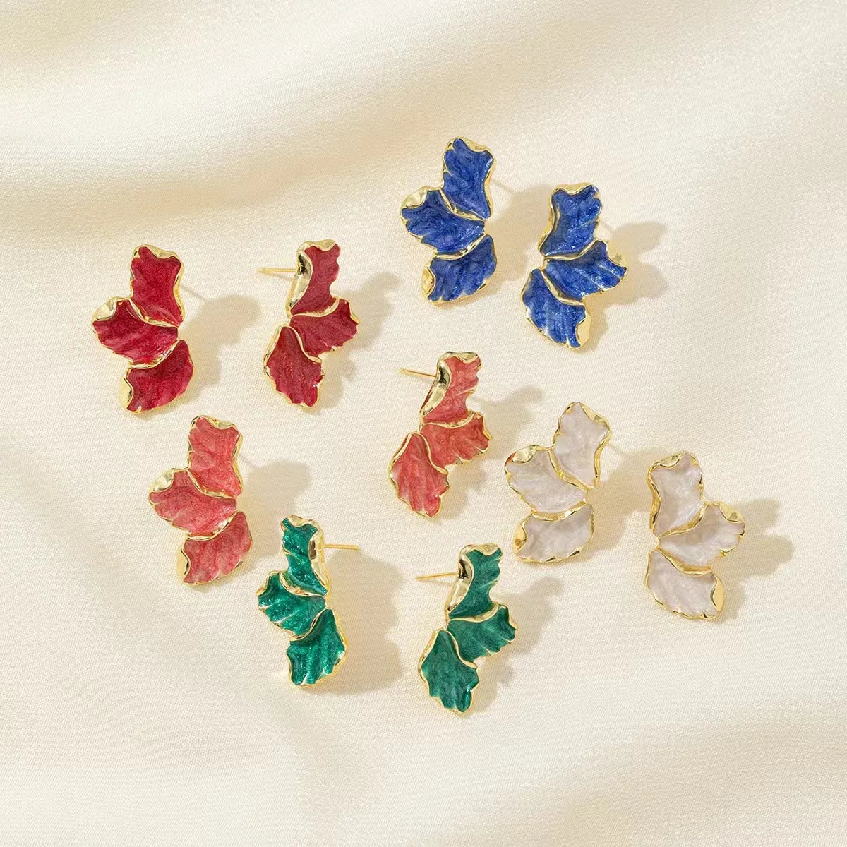 Enamel Flower Stud Earrings for Women