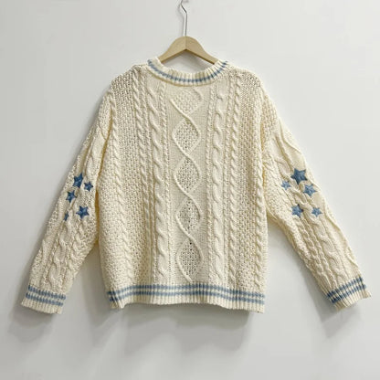 Women Knitted Cardigans with Blue Star