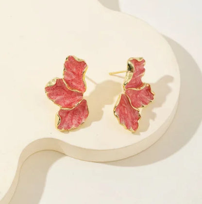 Enamel Flower Stud Earrings for Women