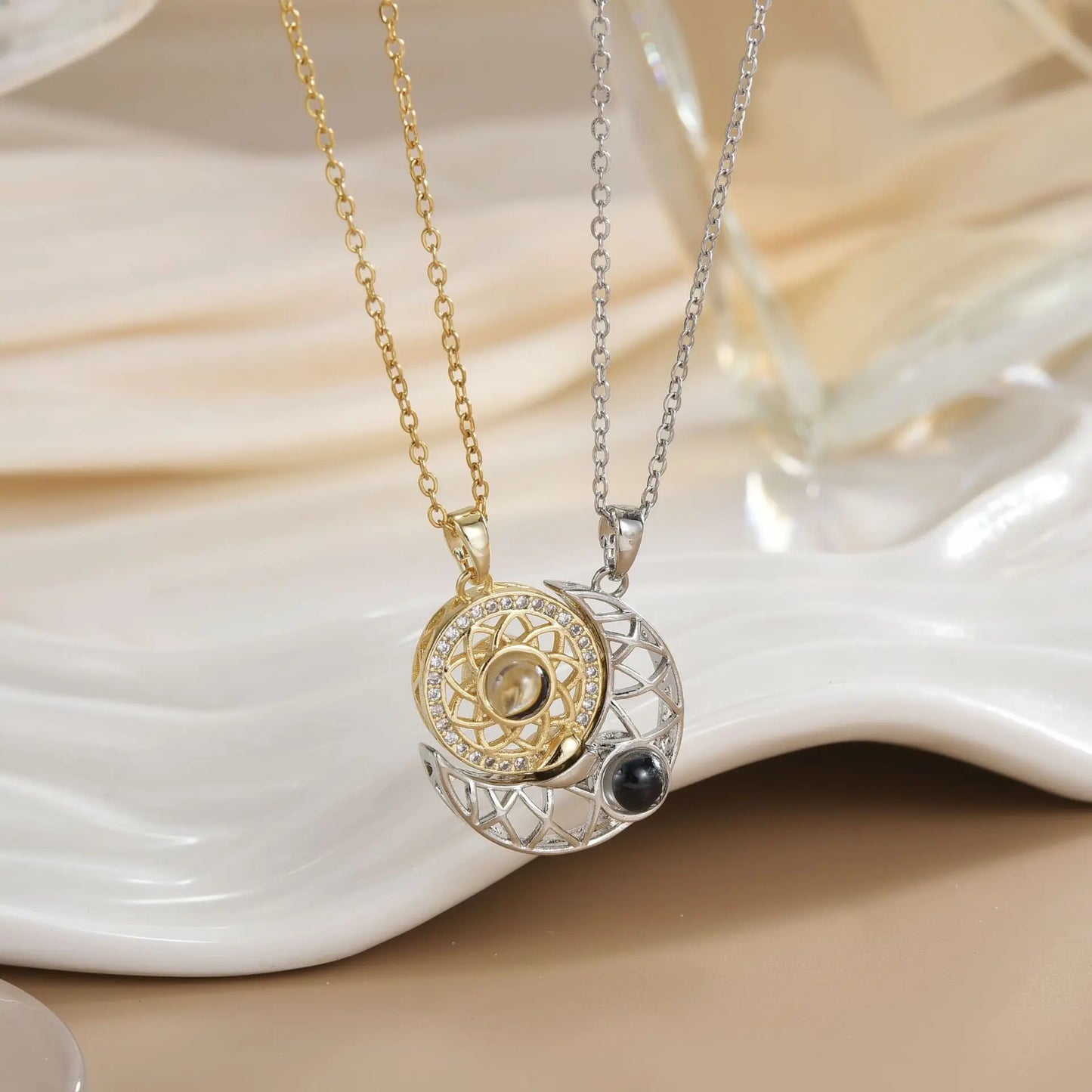 Magnetic Sun Moon Necklace