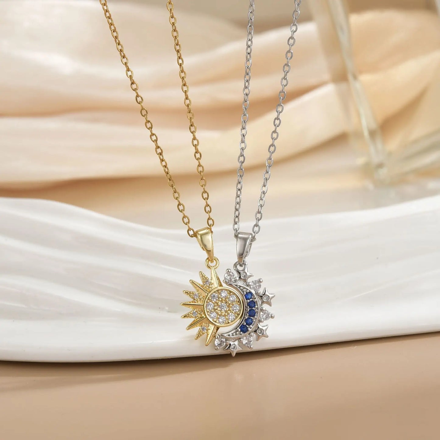 Magnetic Sun Moon Necklace