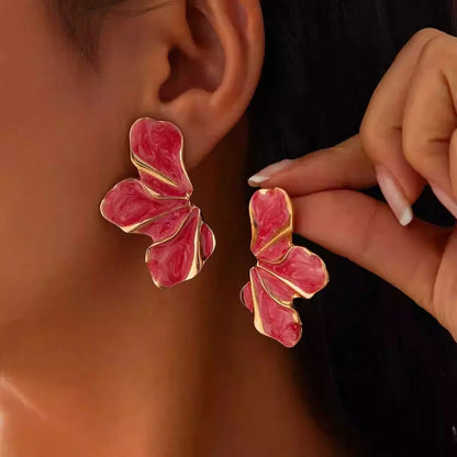 Enamel Flower Stud Earrings for Women