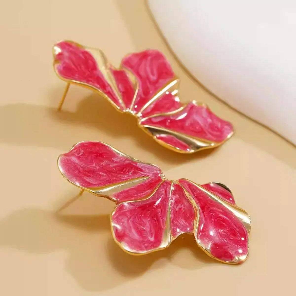 Enamel Flower Stud Earrings for Women