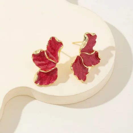 Enamel Flower Stud Earrings for Women