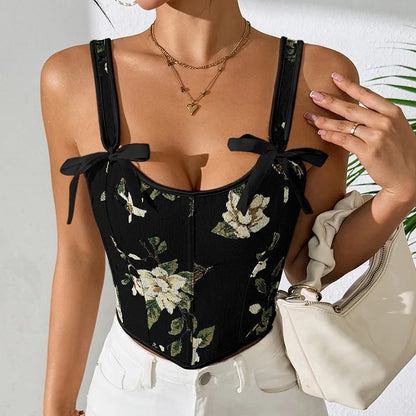 Floral Retro Strap Bra