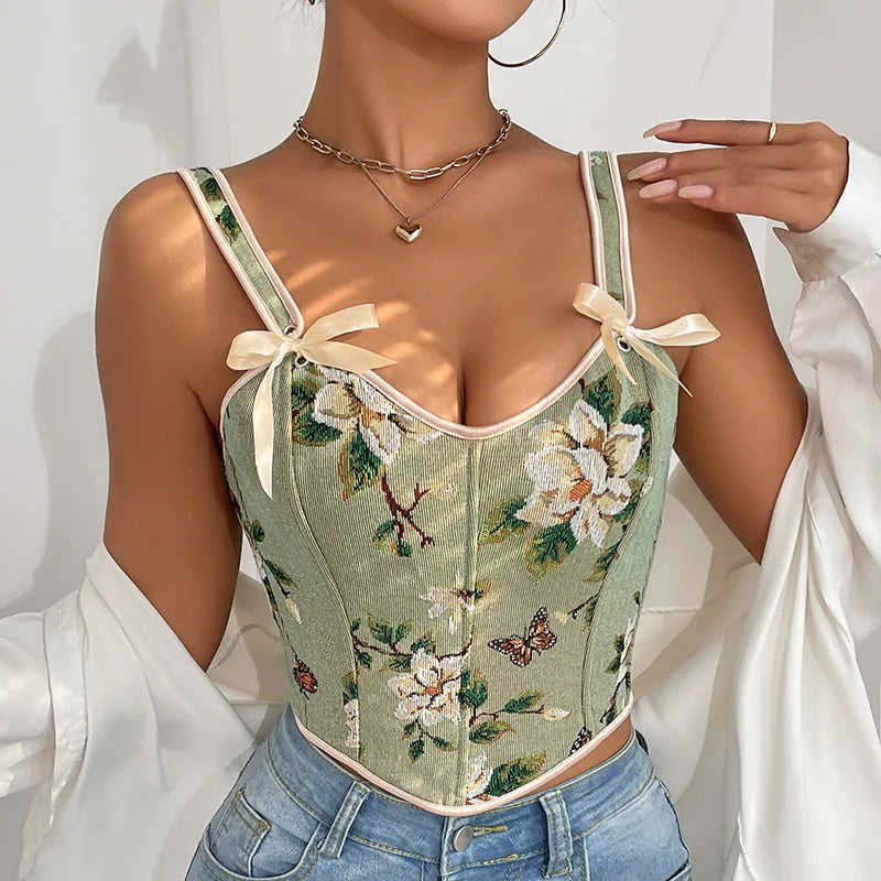 Floral Retro Strap Bra