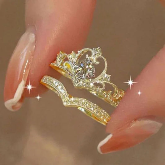 Adjustable Crystal Crown Ring