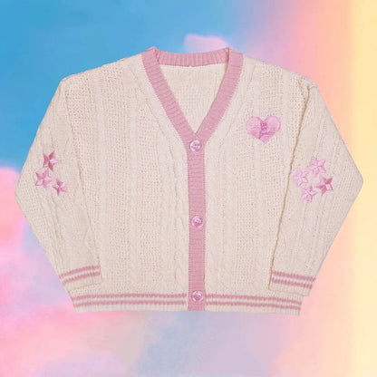 Pink Star Embroidered Knit