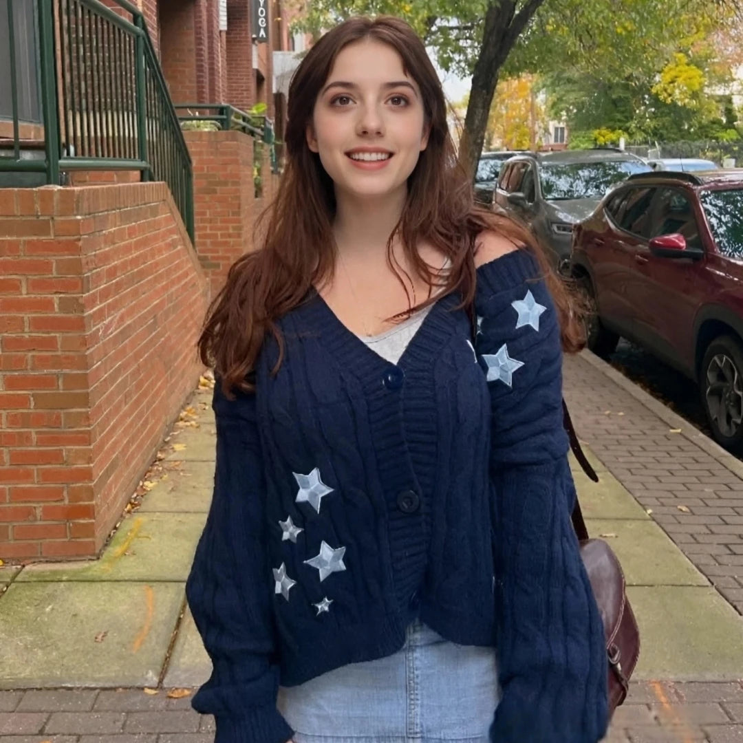 Winter Midnight Navy Blue Knitted Cardigans