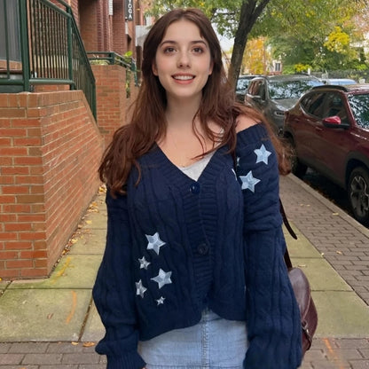 Winter Midnight Navy Blue Knitted Cardigans