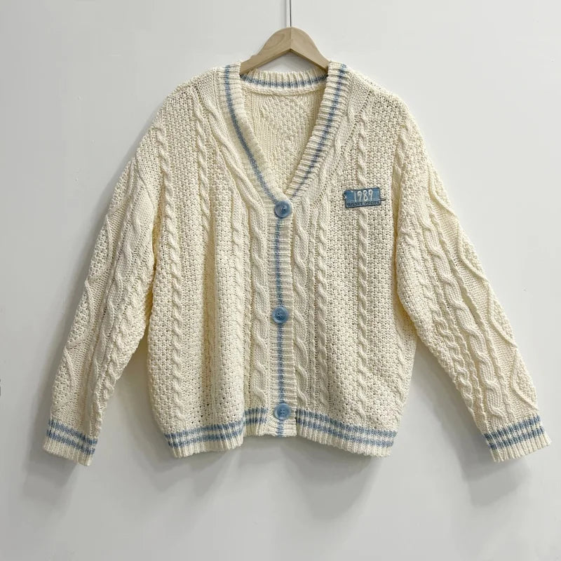 Women Knitted Cardigans with Blue Star