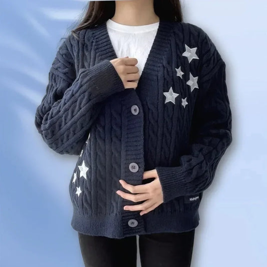 Winter Midnight Navy Blue Knitted Cardigans