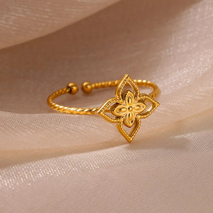 Hollow Four-Leaf Clover Rings