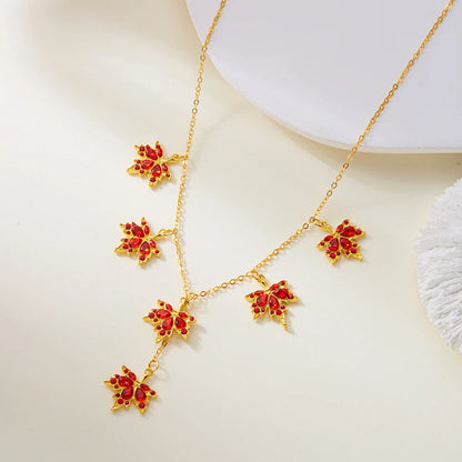 Red Zircon Maple Leaf Bracelet