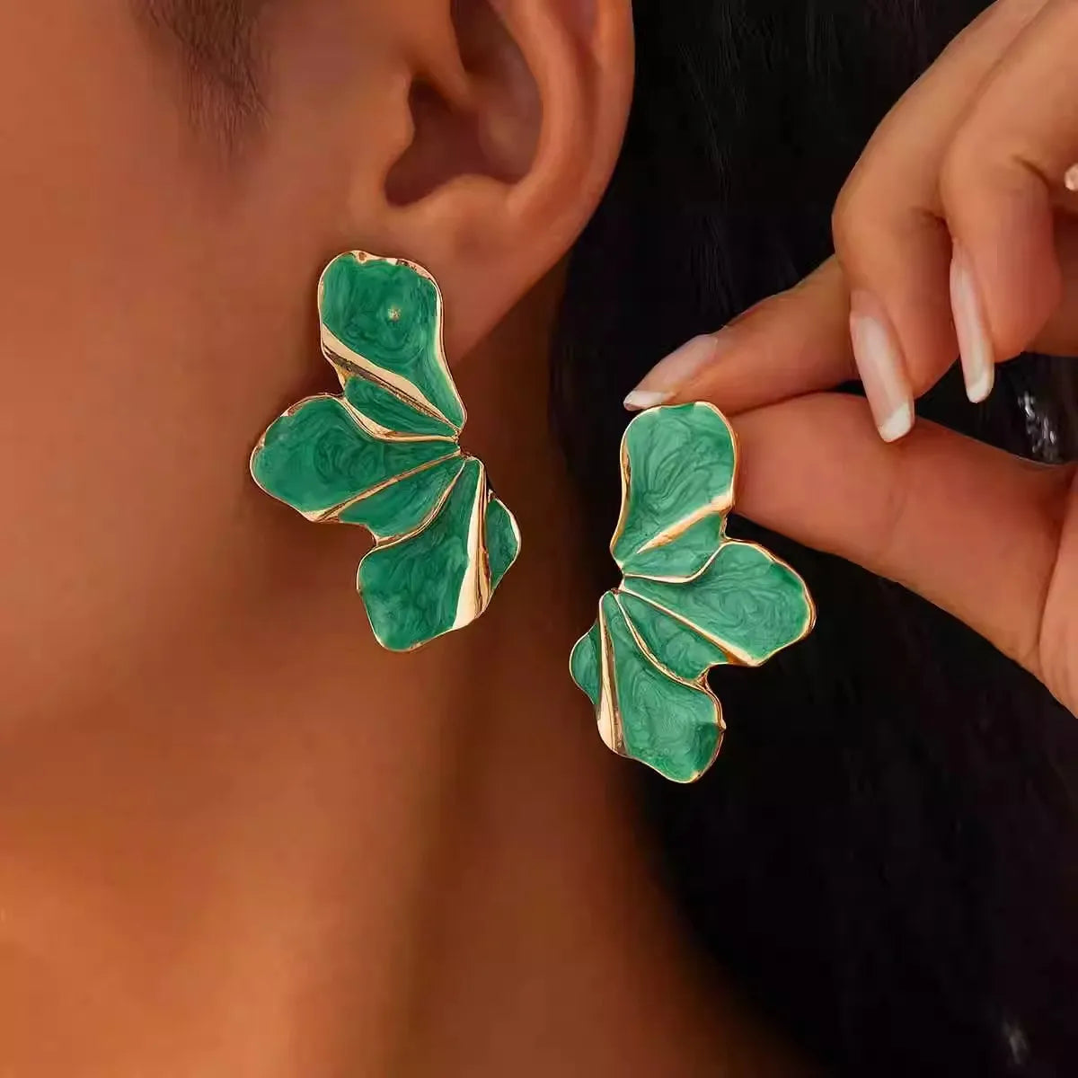 Enamel Flower Stud Earrings for Women