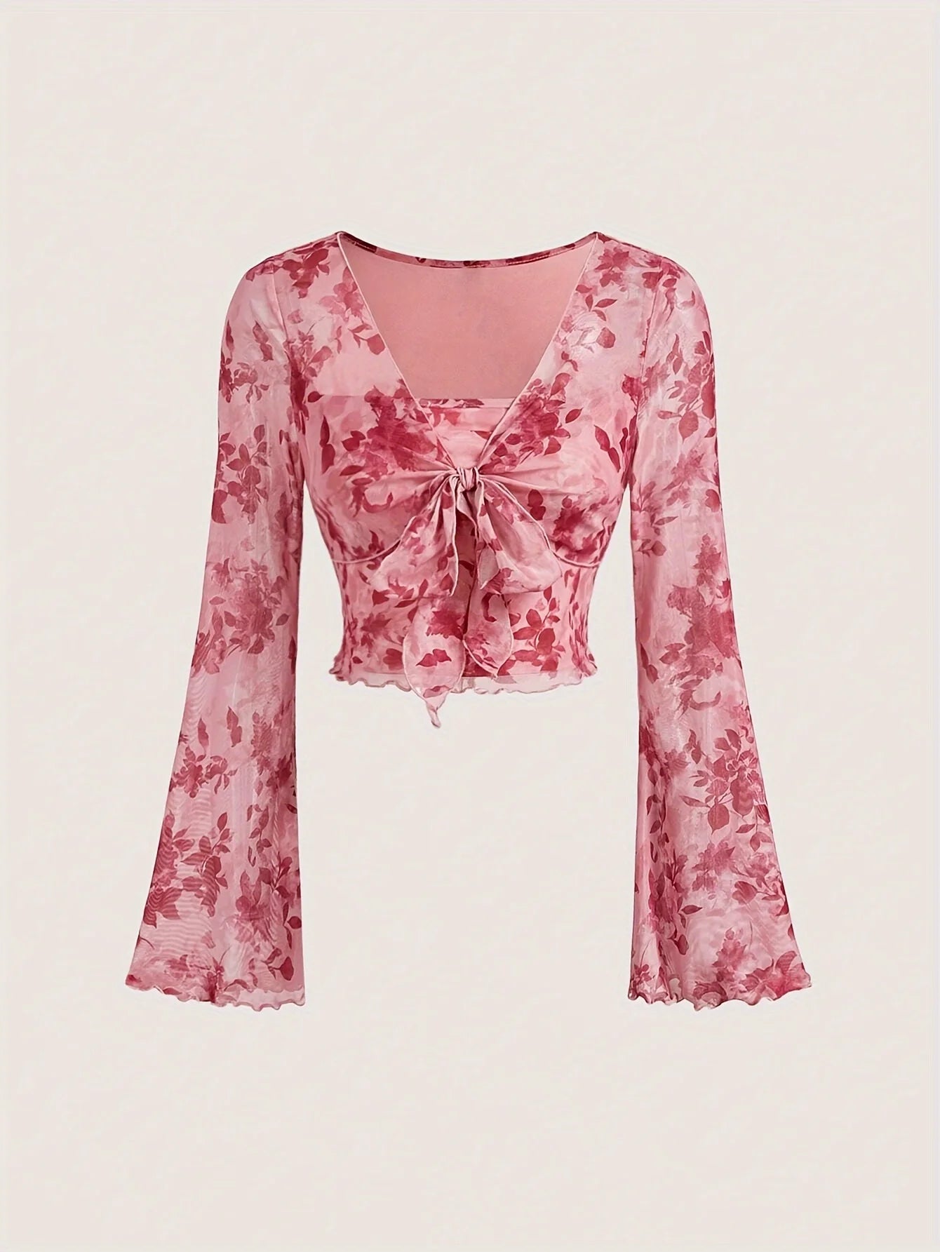 Floral Printed Sweet V-Neck T-shirts