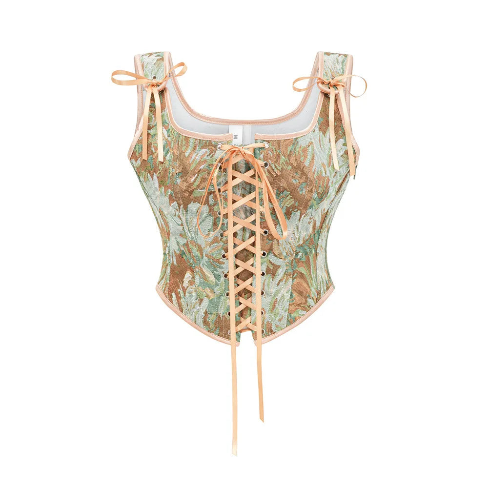 Green Boned Gothic Corset Tank Top