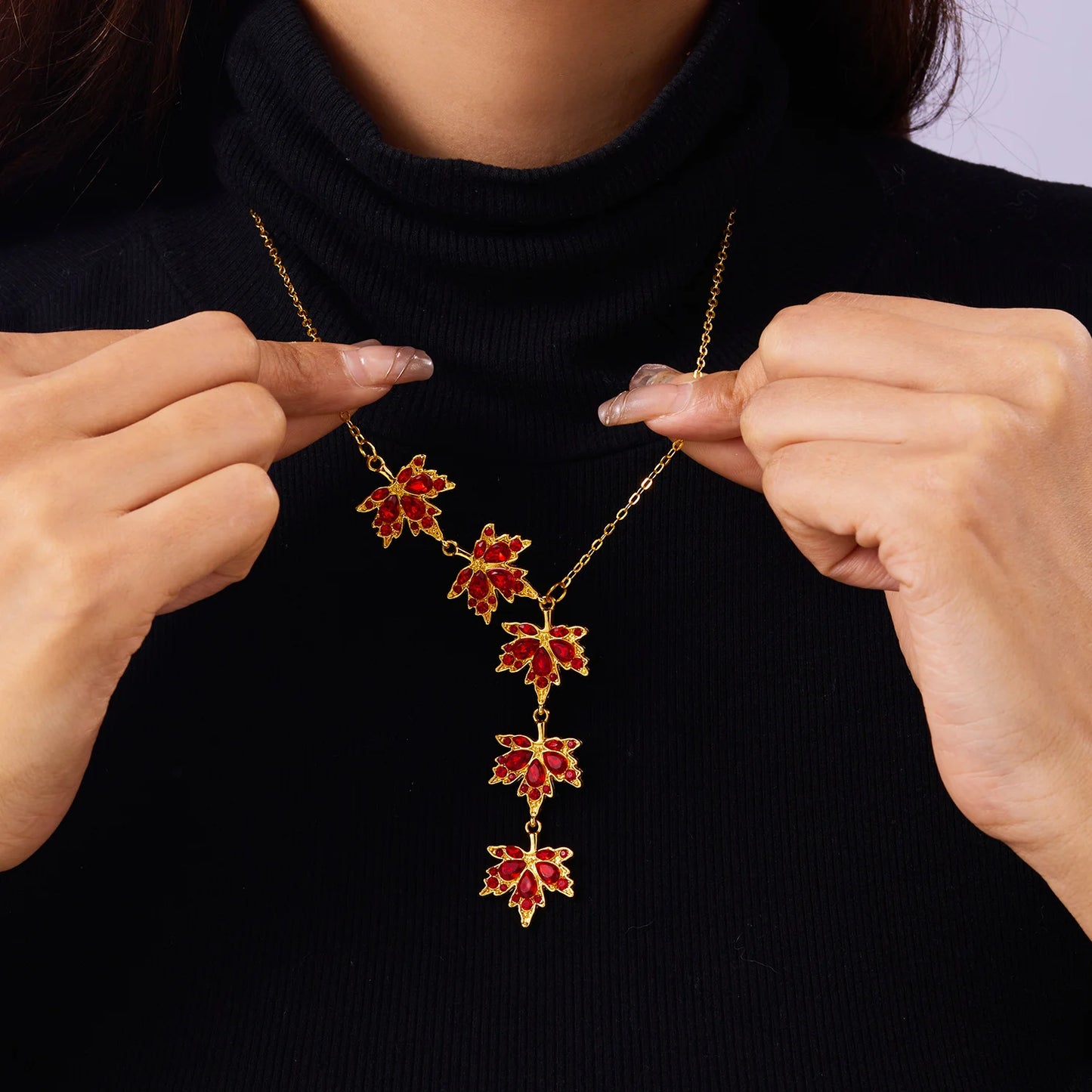 Red Zircon Maple Leaf Bracelet