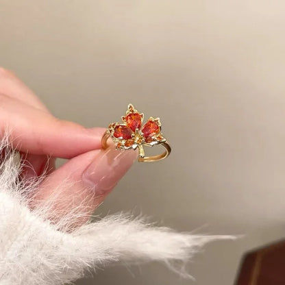 Red Zircon Maple Leaf Bracelet