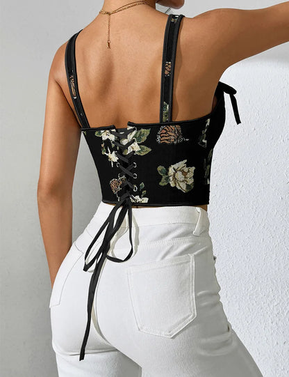 Floral Retro Strap Bra
