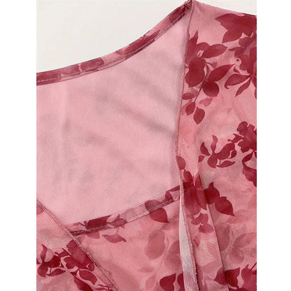 Floral Printed Sweet V-Neck T-shirts
