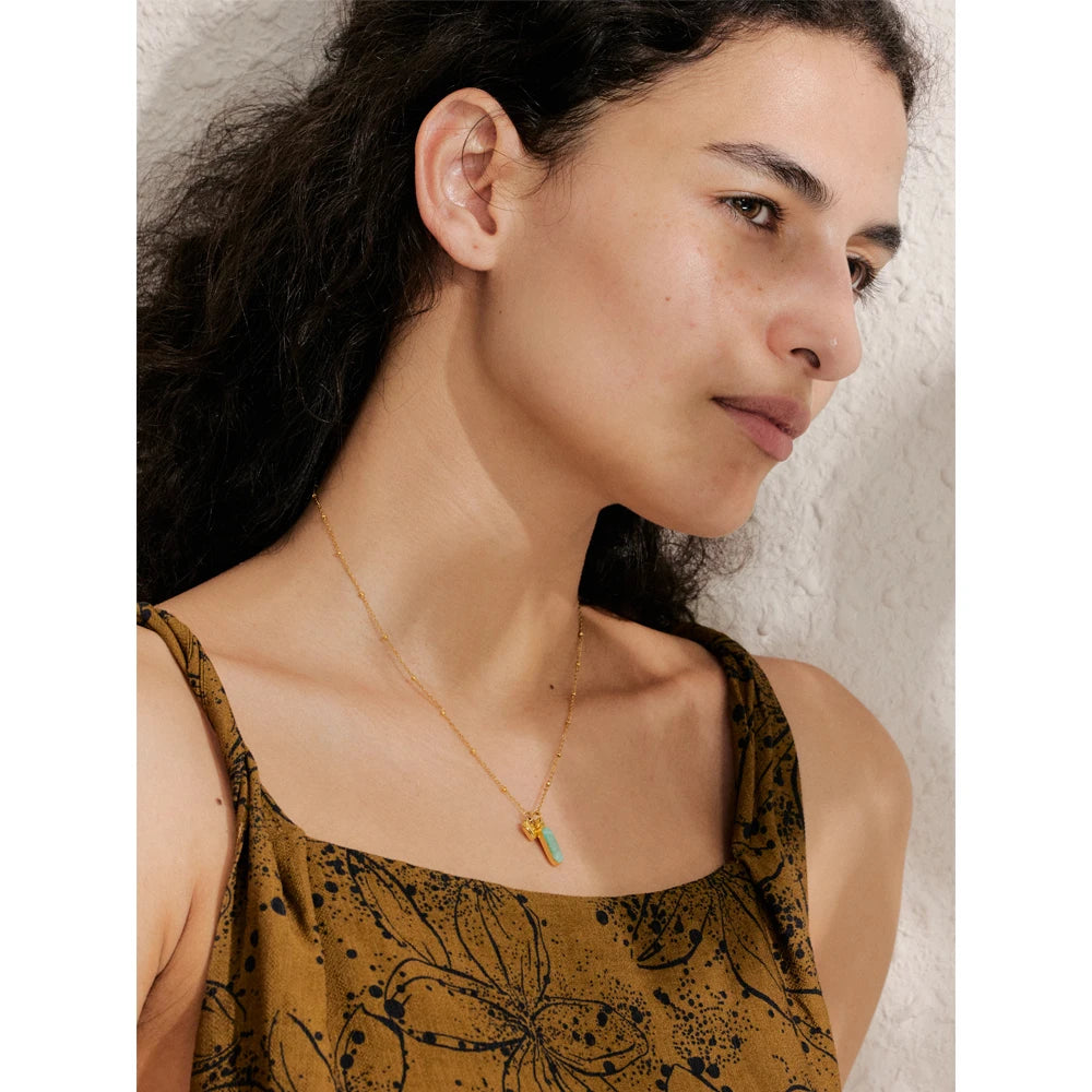 Natural Amazonite Stone Heart Drop Necklace