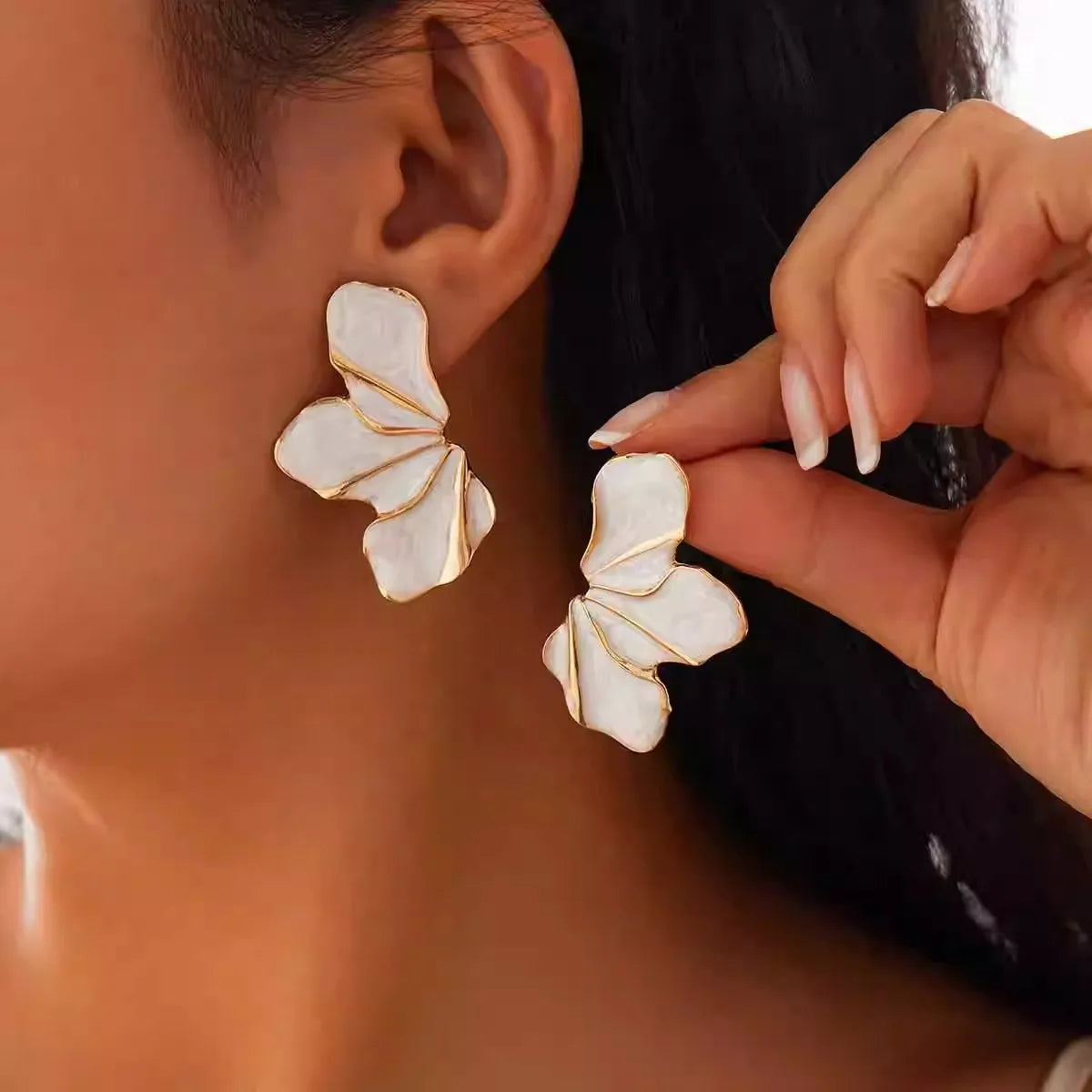 Enamel Flower Stud Earrings for Women