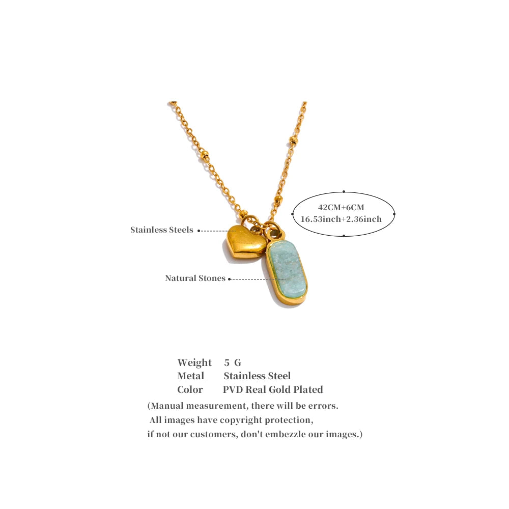 Natural Amazonite Stone Heart Drop Necklace