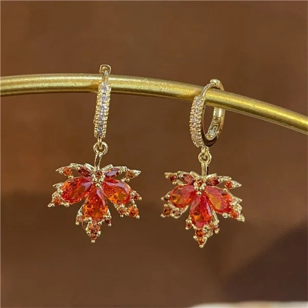 Red Zircon Maple Leaf Bracelet
