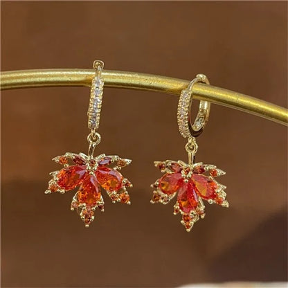 Red Zircon Maple Leaf Bracelet