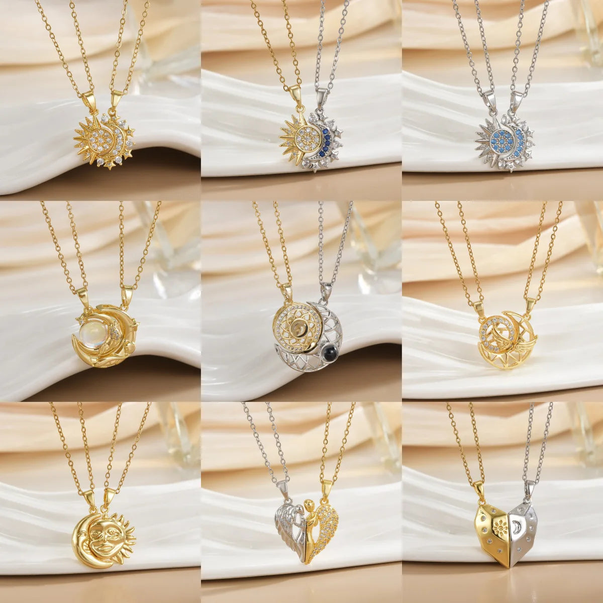 Magnetic Sun Moon Necklace