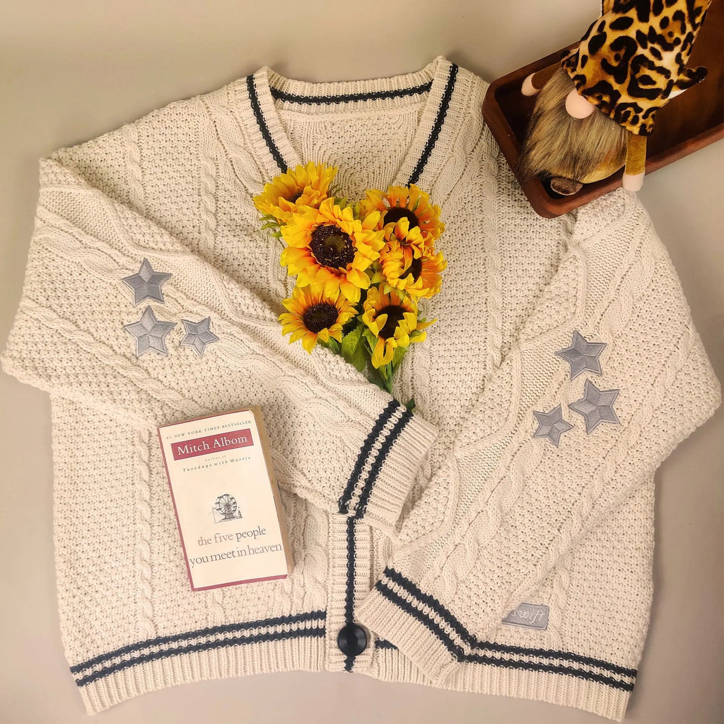 Vintage Embroidery Star Loose Sweaters for Women