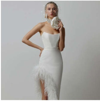 Leg Feather Stitching Party Dress